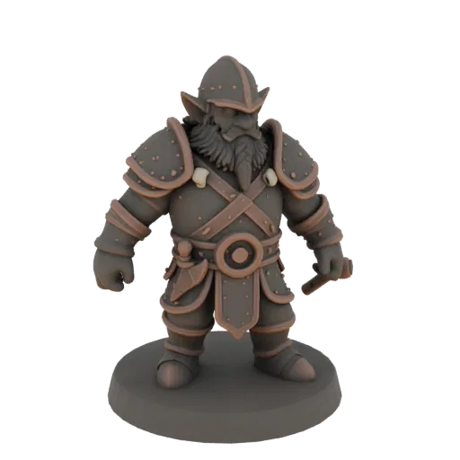 Medieval Dwarf Warrior Miniature STL