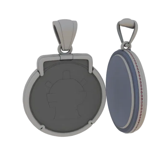 Symbolic Locket render detail 3D model, perspective studio render, highlighting pendant form and finish detail.