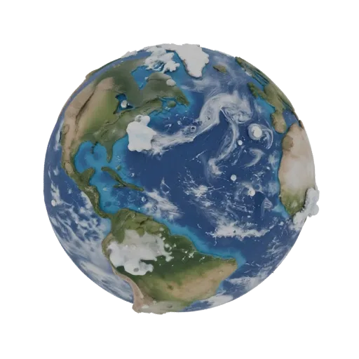 Earth Like Dwarf Planet Printable 3D model, isometric STL render, showing rock, spherical body scale.