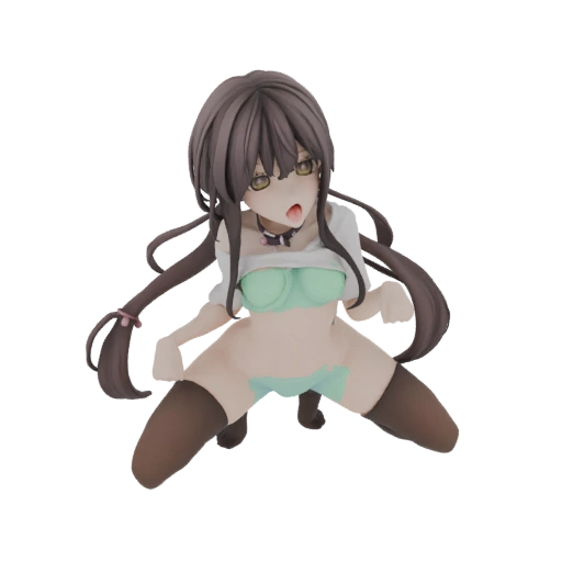 Anime Girl Kneeling Pose 3D Model