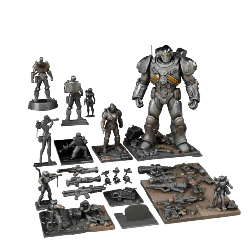 Space Battle Vignette collectible 3D model preview showing layered parts, studio close-up view, depth and display scale