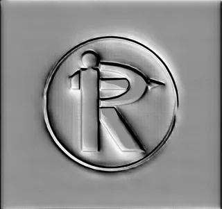 3D model of relief "i-5 — Medallion" in glass style, with sharp contours and glossy effect.