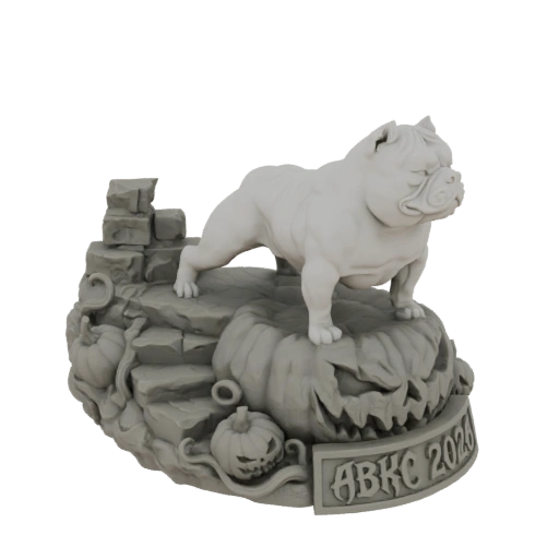 Bulldog on Pumpkin Halloween Diorama 3D Model
