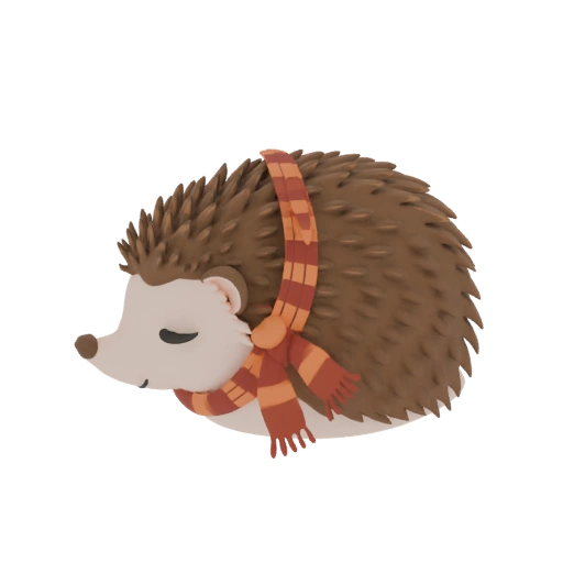 Fofo Ouriço com Cachecol Modelo 3D