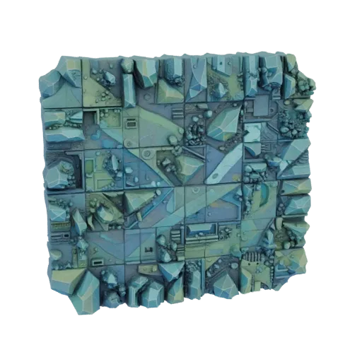 Alien Crystal Plain Tile Printable 3D model, isometric tabletop STL render, showing layered soil, raised bases.