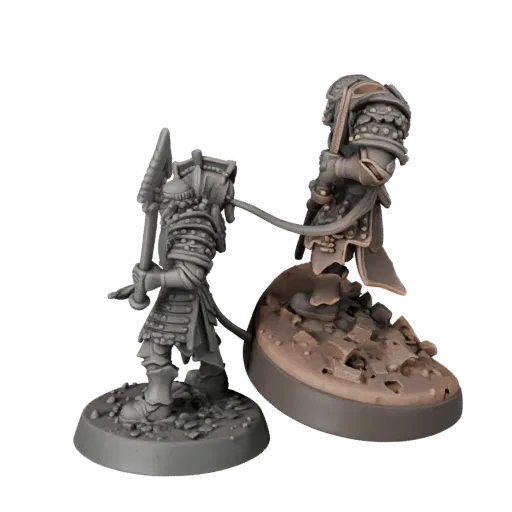 Monster Warrior Miniature collectible 3D model preview showing silhouette, studio close-up view, pose and resin detail