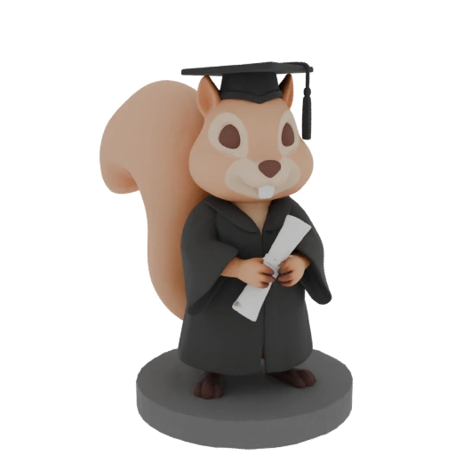 Graduation Squirrel 3D Model