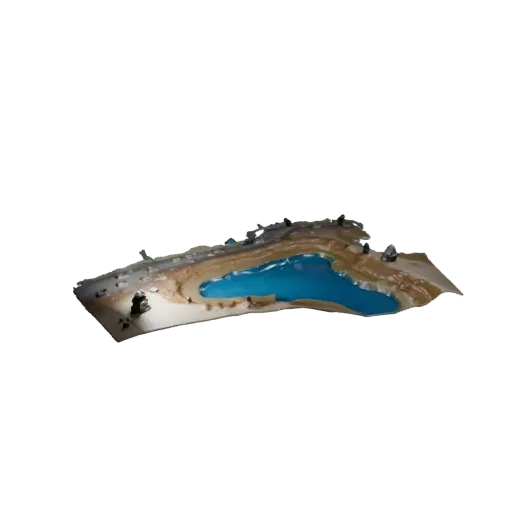 Coastal Tide Pool Set Unreal Engine 3D model, top-down viewport view, showing wet stone, water edges.