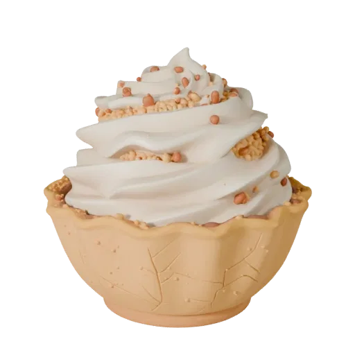 Glazed Ice Cream Bowl 3D model, three-quarter front view, AR viewer studio render, showing cream, sweet food silhouette.
