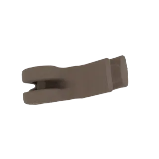 3D render of a taupe U-shaped connector clip with a matte finish, isolated on a white background.