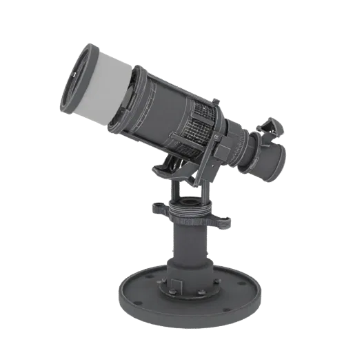 Modelo 3D imprimível de Rastreador Estelar para Pesquisa, renderização isométrica STL, mostrando tubos de metal, alinhamento