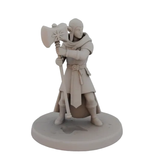 Medieval Elf Cleric Miniature STL - Attack