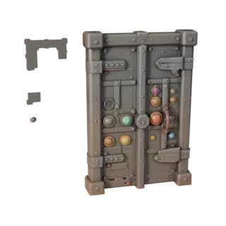 Stylized Dungeon Locked Door Panel 3D Casual Asset
