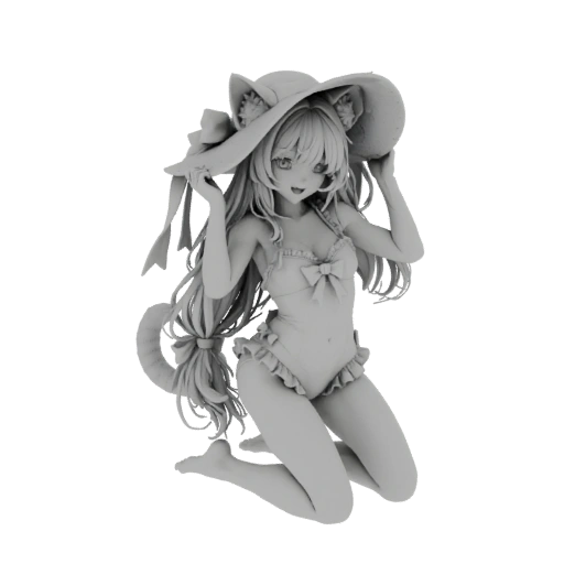 Summer Catgirl in Swimsuit 3D Model
