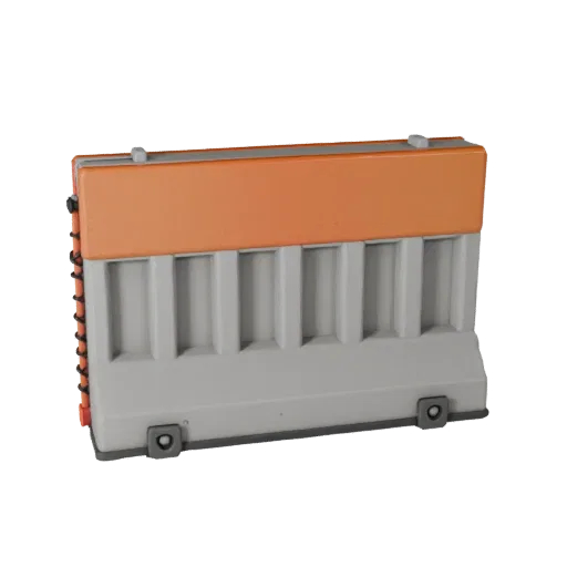 Temporary Traffic Barrier Product Viz 3D model, three-quarter studio product render, showing concrete, form detail.