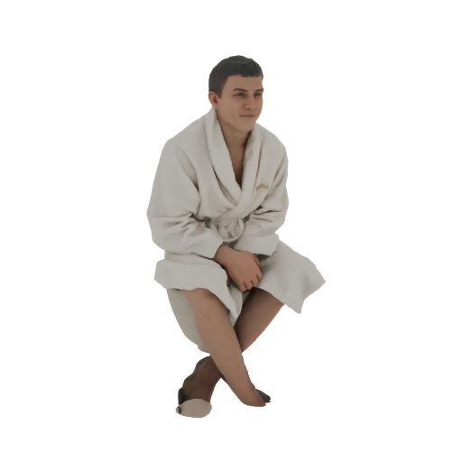 Man in Bathrobe Sitting