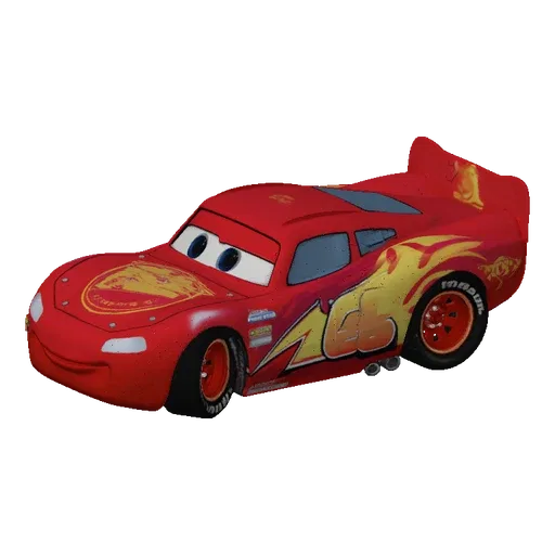 3D model of Lightning McQueen, the red race car from the movie Cars, with his signature lightning bolt decals and number 95.