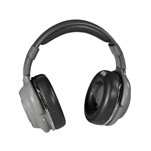 Sports Gaming Headset 3D model, three-quarter front view, AR viewer studio render, showing soft ear pads, form detail.