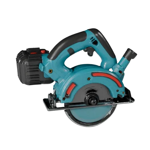 Cordless Circular Saw Product Viz 3D model, three-quarter studio product render, showing molded plastic, form detail.