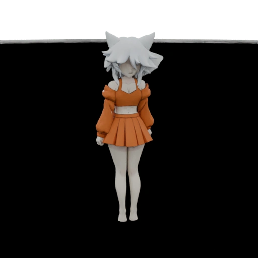 Anime Fox Girl Figure with Orange Outfit
