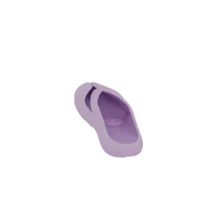 3D model of a lavender ballet flat shoe with a rounded toe and strap detail, shown from a top-down perspective.