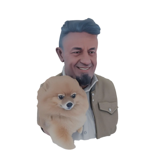 Man Holding Pomeranian Dog 3D Model