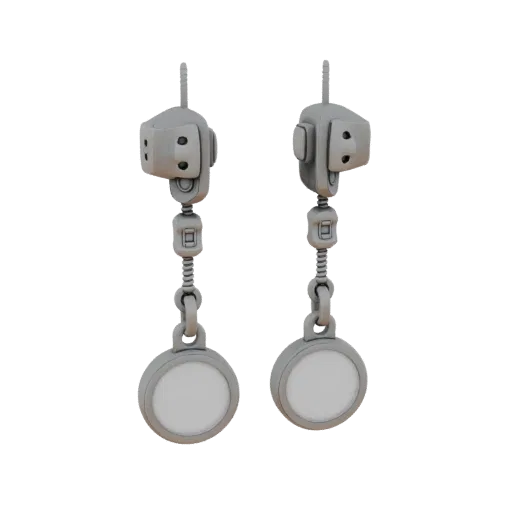 Hoop Stud Earrings product viz 3D model, side view studio render, with clean topology and PBR shading on the earring.