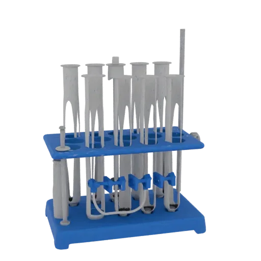Research Test Tube Rack High Poly 3D model, close-up studio render, showing glass, recognizable lab forms.