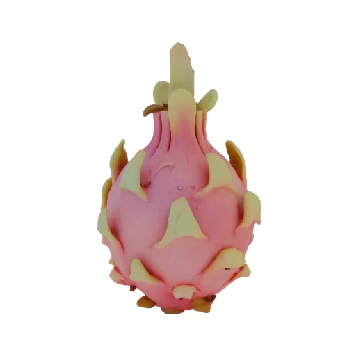 3D model of pink dragon fruit (pitaya) with green scales on a white background