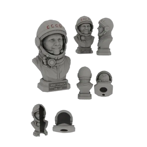 3D model bust of Yuri Gagarin, the first man in space, wearing his helmet with CCCP insignia.