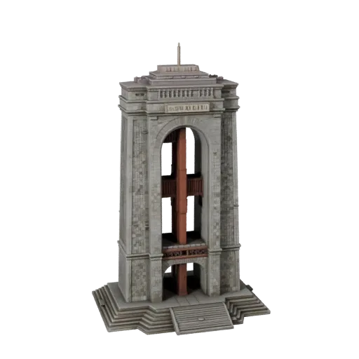 Golden Gate Bridge low poly 3D model, game-ready exterior view, showing landmark structure materials and architectural detail