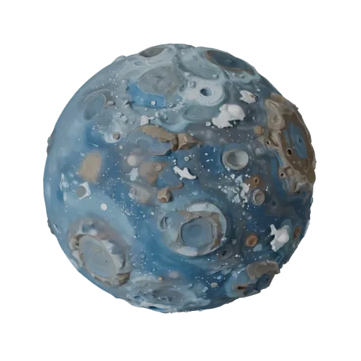 Gas Giant Asteroid Field Stylized 3D model, stylized isometric render, showing rock, spherical body scale.