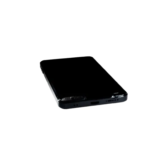 Compact Tablet Phone High Poly 3D model, close-up studio render, showing glass screens, thin device proportions.