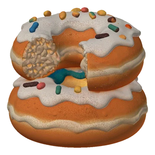 Glazed Donut Stack 3D model, three-quarter front view, AR viewer studio render, showing cream, sweet food silhouette.