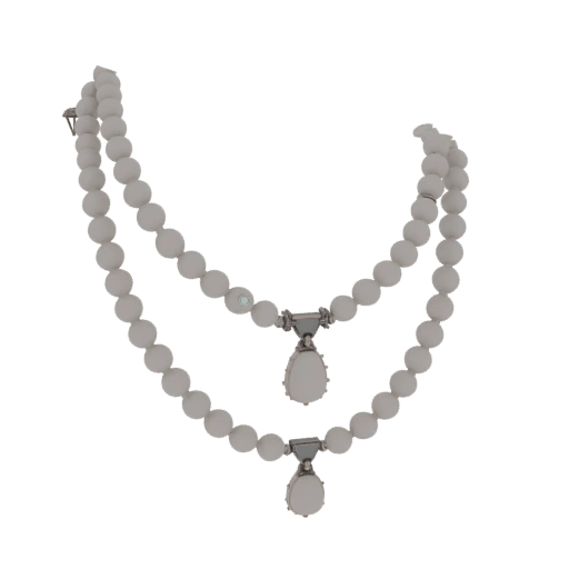High Poly Pearl Style Necklace 3D Asset for Studio
