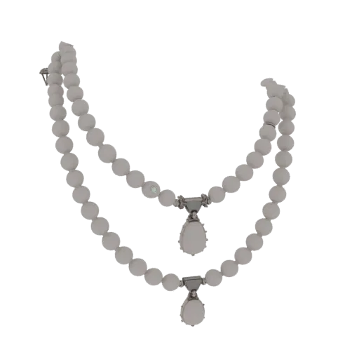 Modello 3D Collana Stile Perla con dettaglio render, rendering isometrico da studio, che evidenzia forma e dettaglio di finit