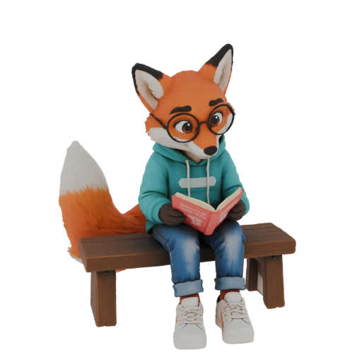 Reading Fox Figurine