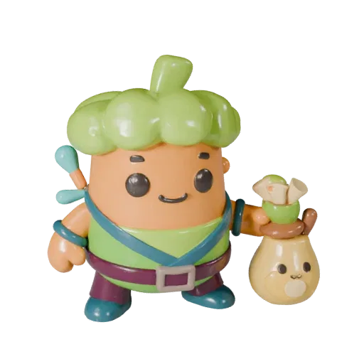 Fantasy Food Mascot stylized 3D model preview showing pose, three-quarter game view, expression and smooth toy surfaces