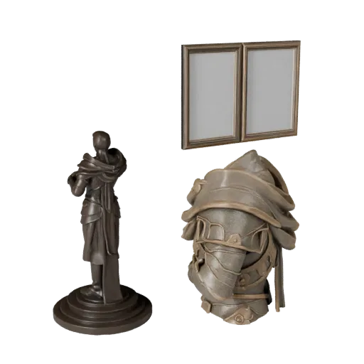 Fantasy Abstract Sculpture high poly 3D model preview showing silhouette, studio close-up view