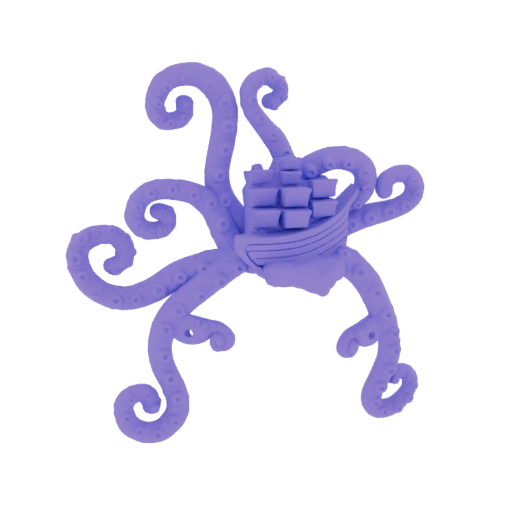 Kraken Attacking Sailing Ship 3D Model