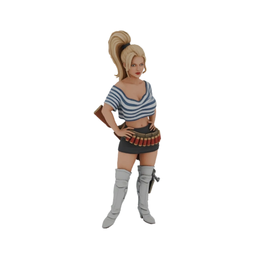 Female Soldier with Rifle and Bandolier