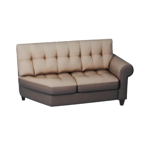 Tufted Modular Couch High Poly 3D model, living room, close-up studio render, woven fabric detail.