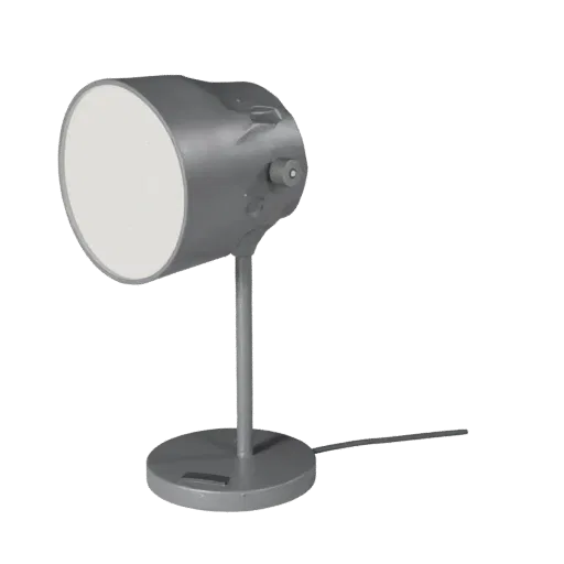 Minimal Table Lamp Product Viz 3D model, home interior, three-quarter studio product render, metal detail.