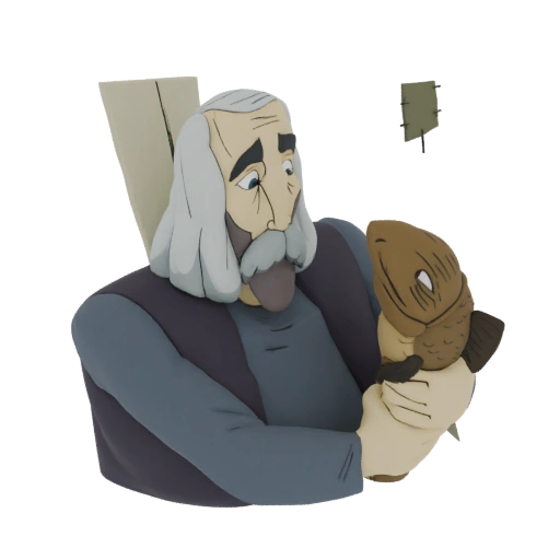 Old Fisherman Holding a Fish
