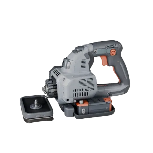 Werkstattschleifer Produktvisualisierungs-3D-Modell, Drei-Viertel-Studio-Produkt-Render, zeigt geformten Kunststoff, ergonomi