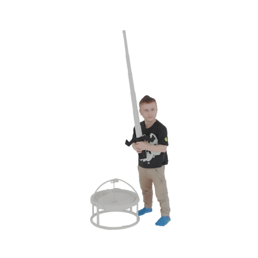 Boy with Giant Sword and Baby Walker