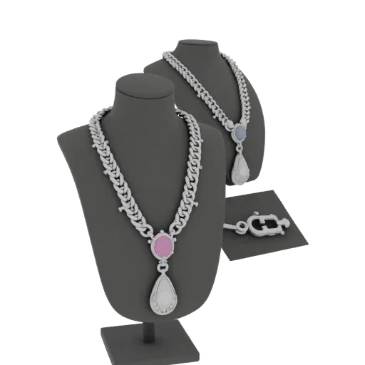 Chain Style Necklace collectible detail 3D model, isometric studio render, highlighting necklace form and finish detail.