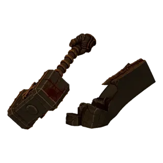 Modello 3D di un Martello da Guerra del Caos dark fantasy con manico a forma di teschio e sigilli ornati sulla testa del mart