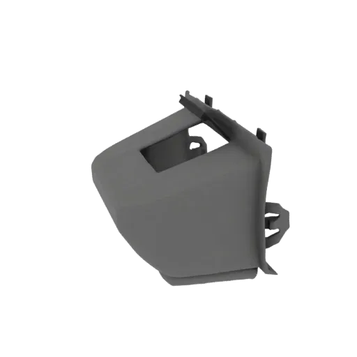3D model of a gray plastic car interior trim clip with interlocking tabs, shown against a white background.