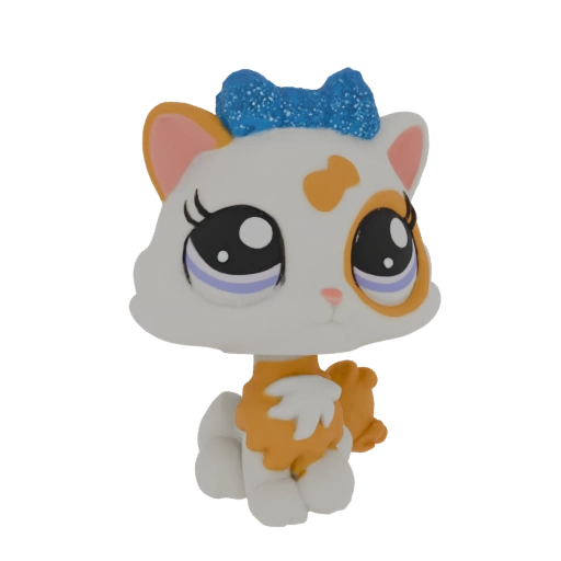 Cute Cat with Blue Bow 3D Model